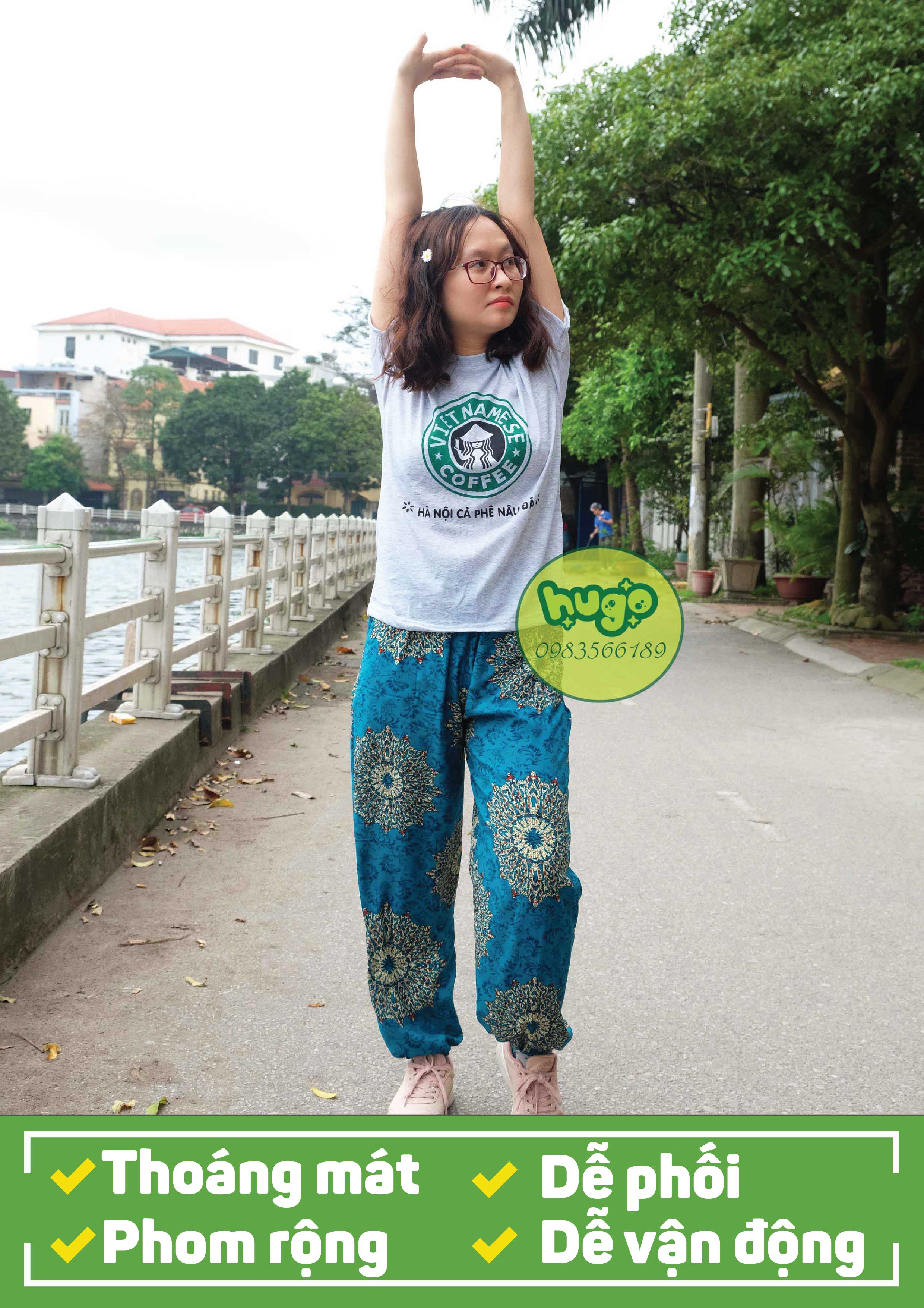 Quần lanh - Quần Alibaba nam nữ họa tiết thổ cẩm phom rộng Nhiều màu Siêu Mát - Hugo Shop