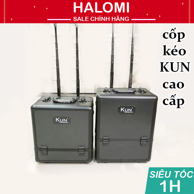 Cốp kéo trang điểm KUN nhựa cứng bọc thép loại thùng to chính hãng cao cấp đựng đồ thoải mái HALOMI STORE
