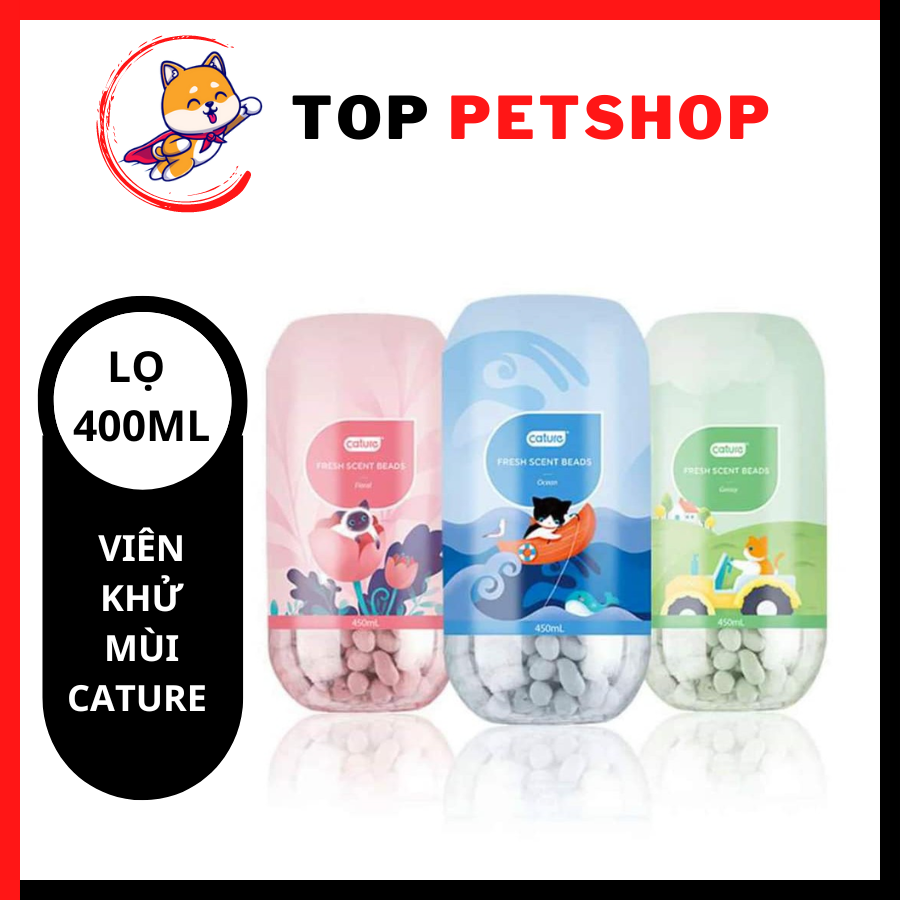 Viên thơm khử mùi Cature | Hộp 450ml | Hạt khử mùi cát vệ sinh mèo.