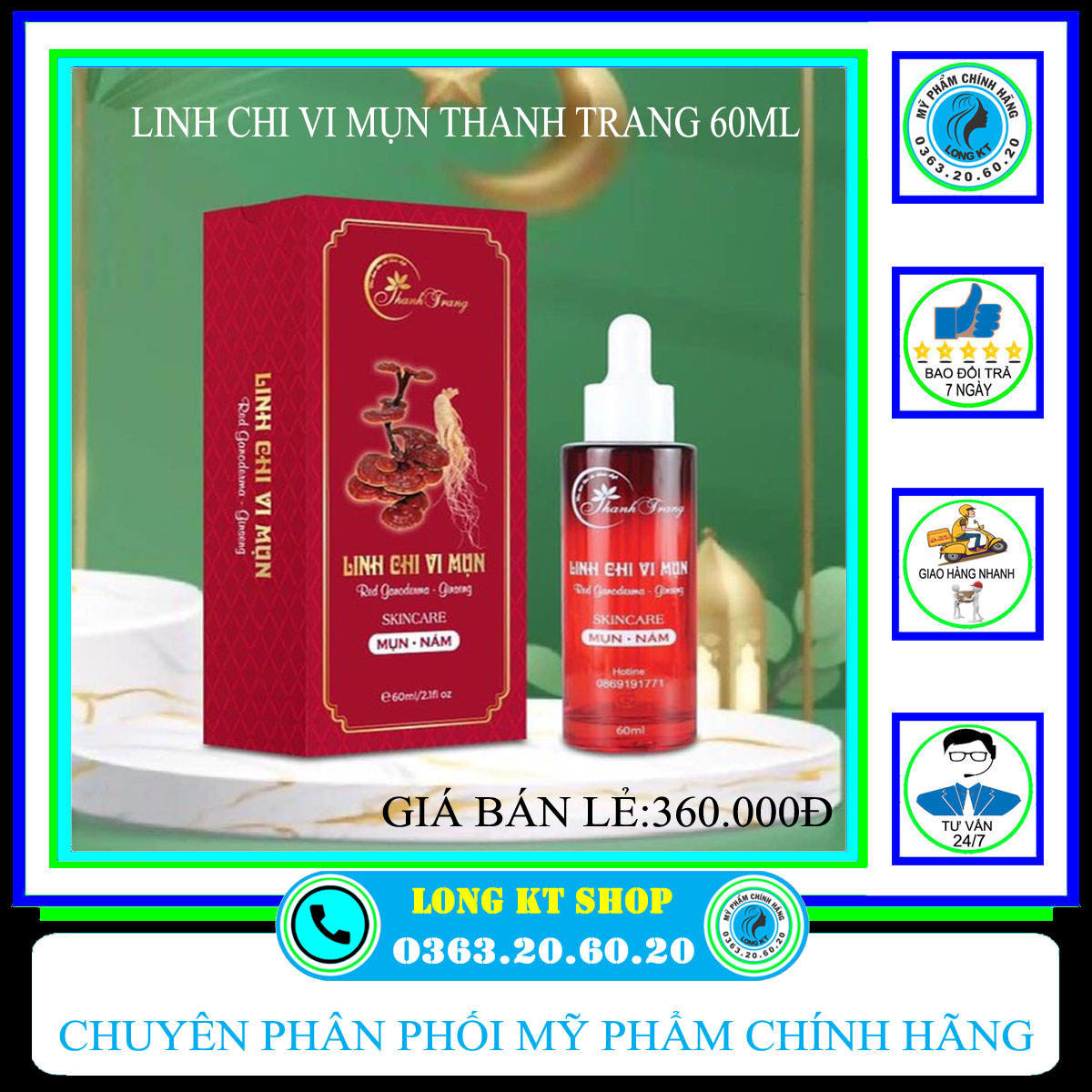 [Thanh trang] Dung Dịch Ngừa Mụn, Nám, Tàn Nhang, Sẹo Rỗ Mỹ phẩmThanh Trang 60ml Mẫu mới