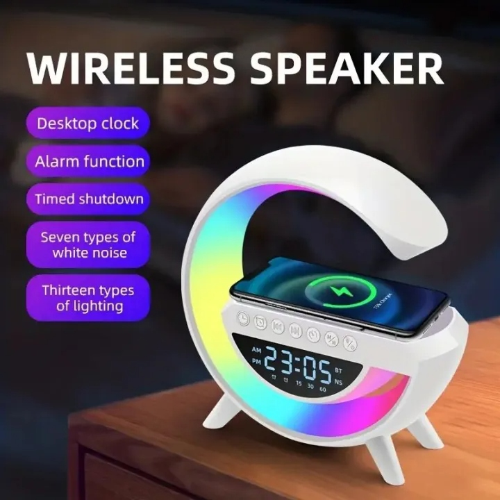 Nó sẽ tính phí Hộp âm thanh Đế sạc không dây có loa Led Rgb báo động đèn ngủ chân đế sạc nhanh iPhone Samsung Xiaomi sạc loa