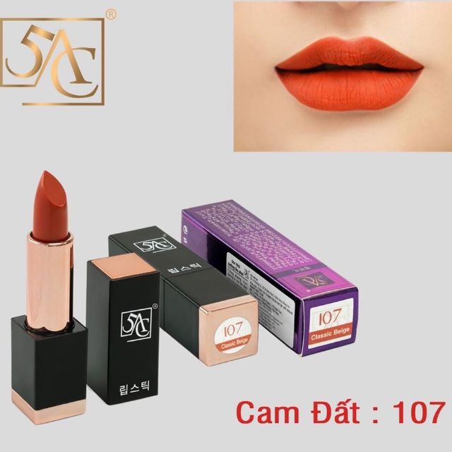 Son lì 5ac hàn quốc màu cam đất - mã 107