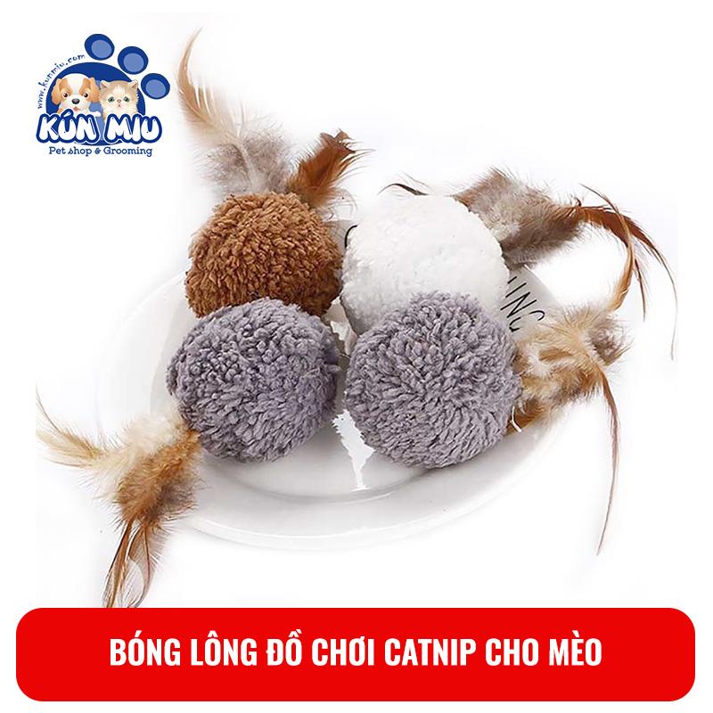 [Hoàn Tiền 10%] Bóng lông catnip đồ chơi cho mèo Kún Miu giúp mèo thư giãn