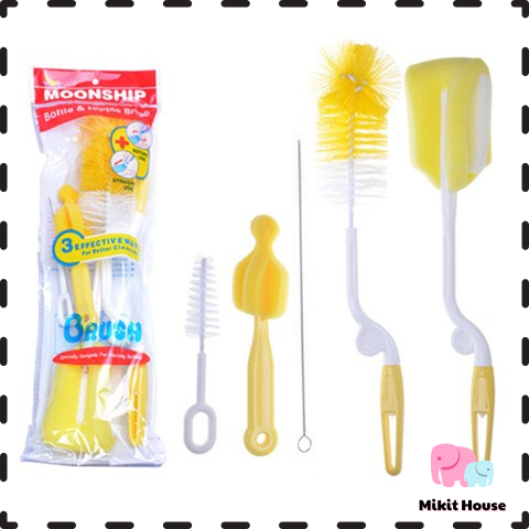 BỘ CỌ RỬA BÌNH SỮA VÀ NÚM TI 4 CHI TIẾT XOAY 360 ĐỘ Moon Ship ( sạch sẽ tiện dụng ) - [Mikit-House]