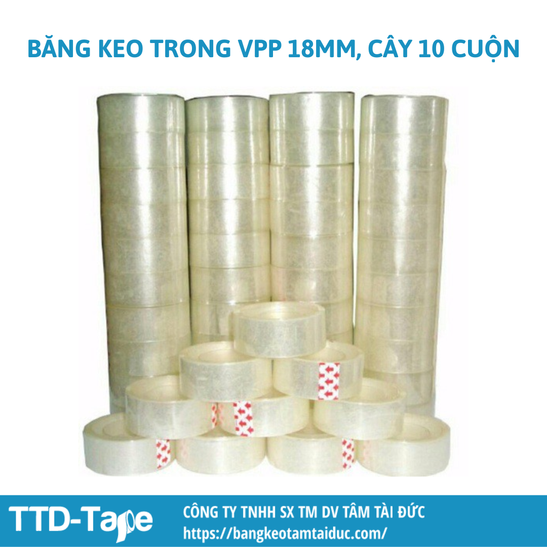 Băng keo trong nhỏ văn phòng phẩm băng dính VPP 1F8 1 cây gồm 10 cuộn