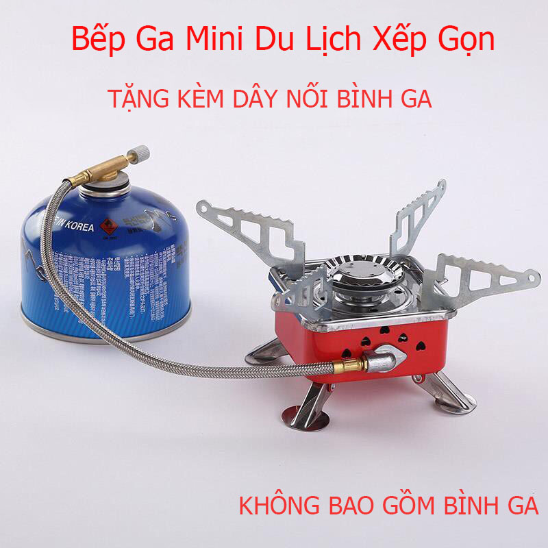 Bếp gas mini du lịch bếp gas du lịch gấp gọn phù hợp dã ngoại đi phượt kèm đầu nối van gas