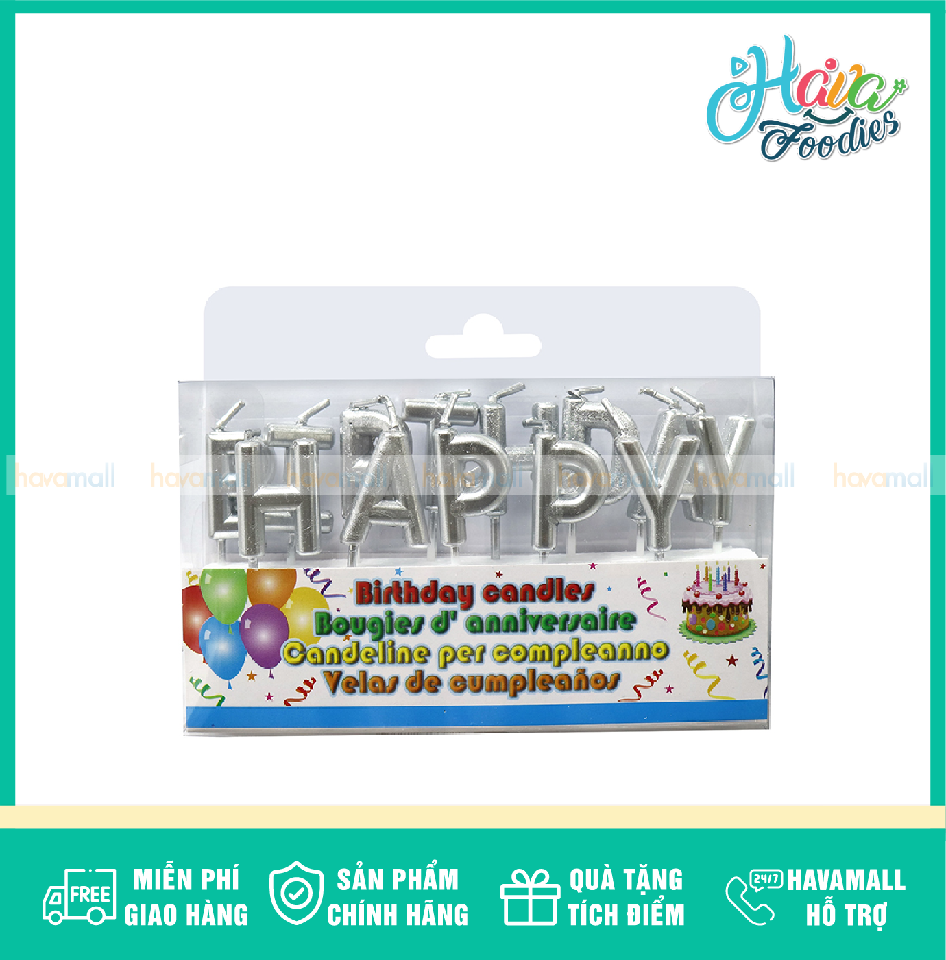 [HCM]Set Nến Happy Birthday Màu Bạc Uncle Bills