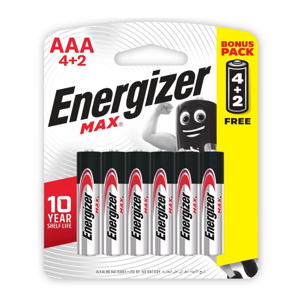 Pin 3a 1.5v siêu bền bỉ energizer max aaa e92 bp4+2