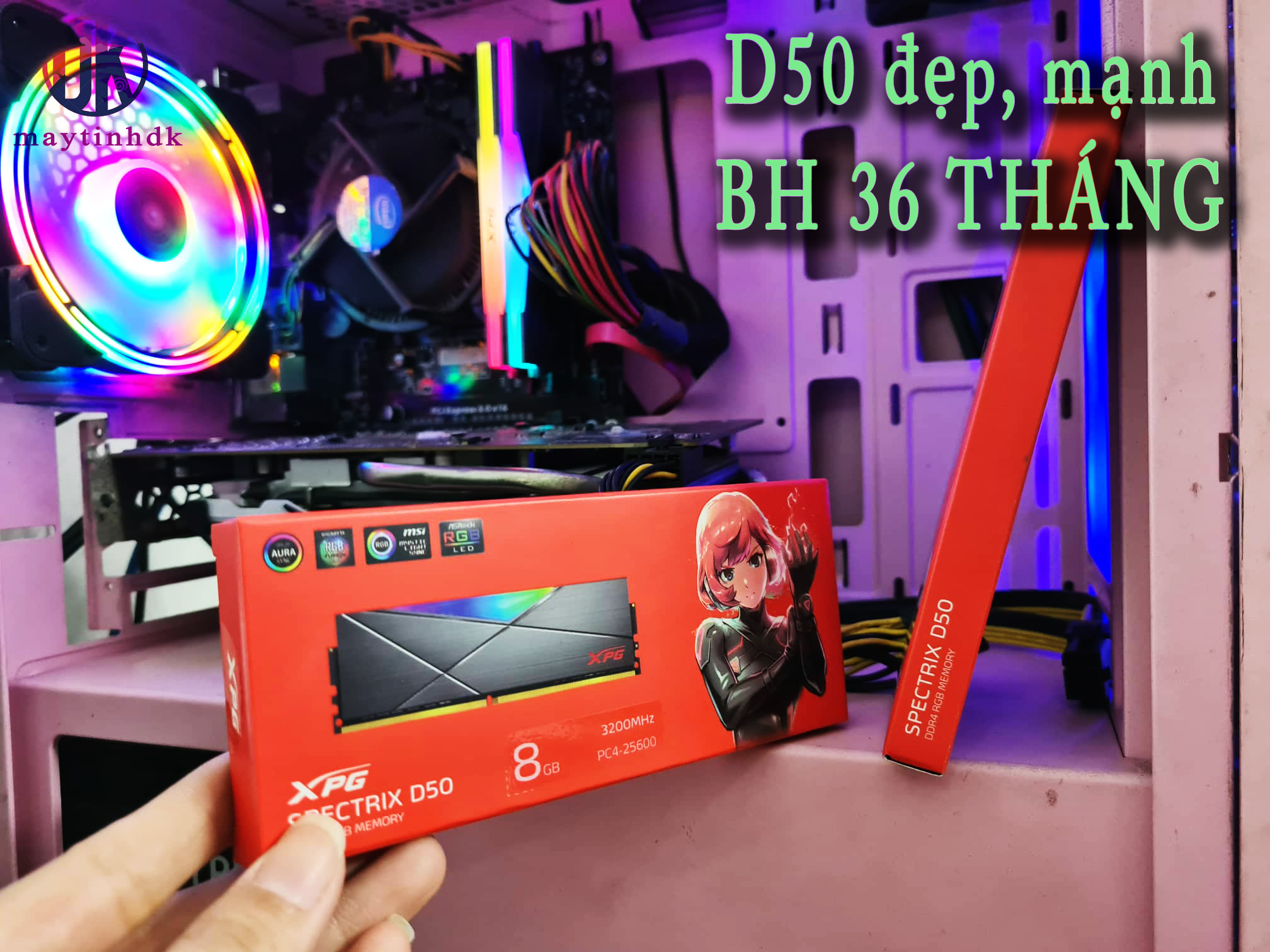 Ram máy tính_ram adata spectrix xpg d41,d50 rgb ddr4 8g buss 3200 new full box bảo hành 36 tháng