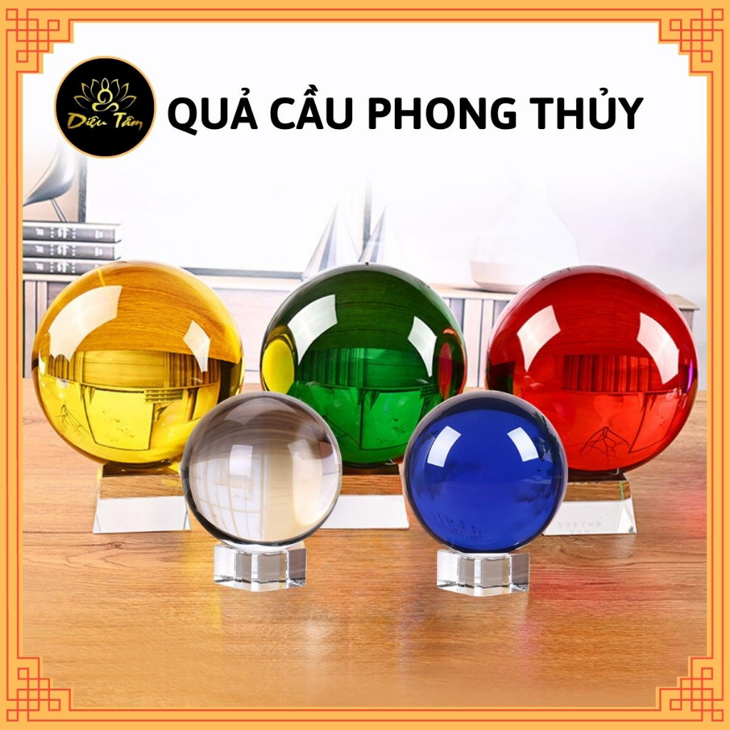 Quả cầu phong thủy pha lê để bàn màu đỏ hợp mệnh Hỏa, mệnh Thổ