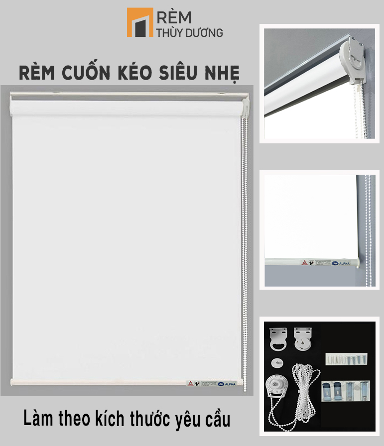 Rèm cuốn loại 1,vải dày 0.35mm phủ 3 lớp công nghệ mới, cản sáng 100%, cản nhiệt tốt, kèm đủ phụ kiện, rèm thùy dương pdc