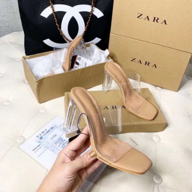Guốc Zara Quai Trong Mica Gót Trong 7p 9p Mềm Êm Fullbox Hãng Cao Cấp.