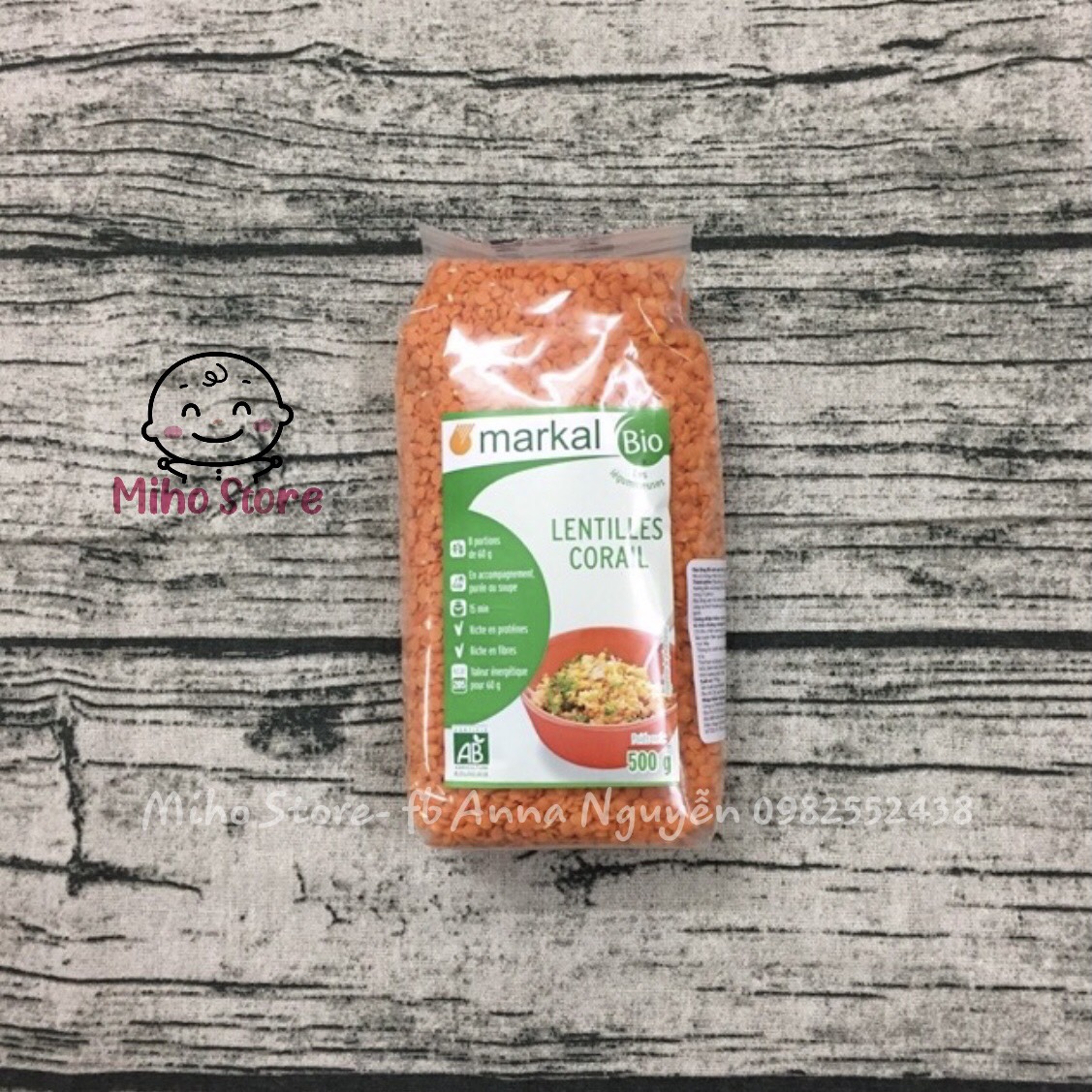 < có sẵn >Đậu Lăng Đỏ Cam San Hô Hữu Cơ Markal 500g