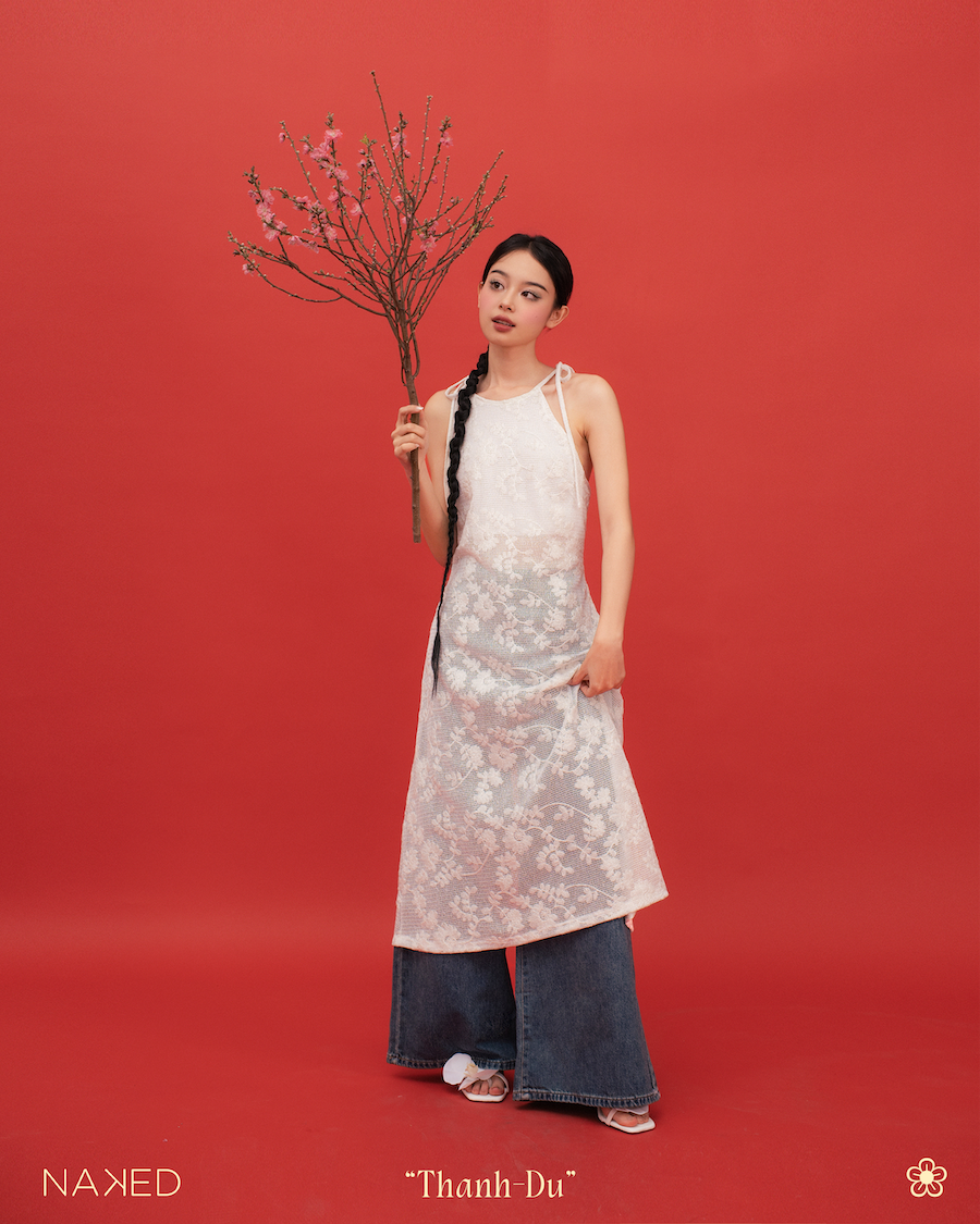 Váy yếm ren buộc dây Naked by V - Thanh Du