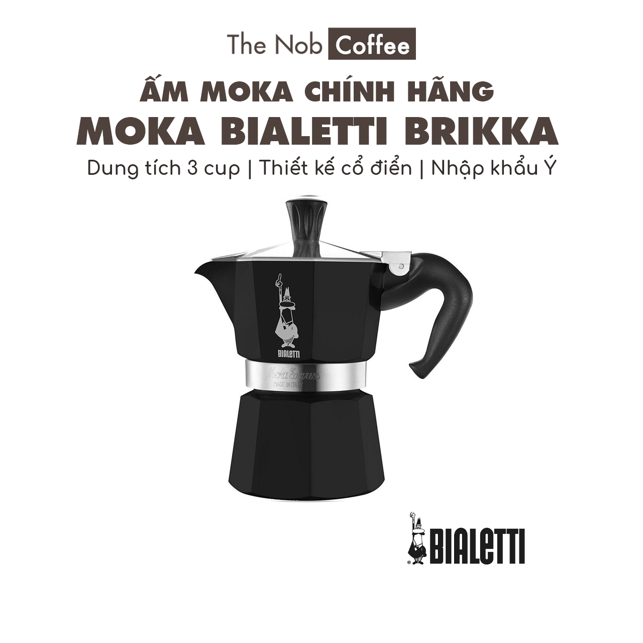 Ấm Moka Bialetti Express màu đen 3 cup chính hãng