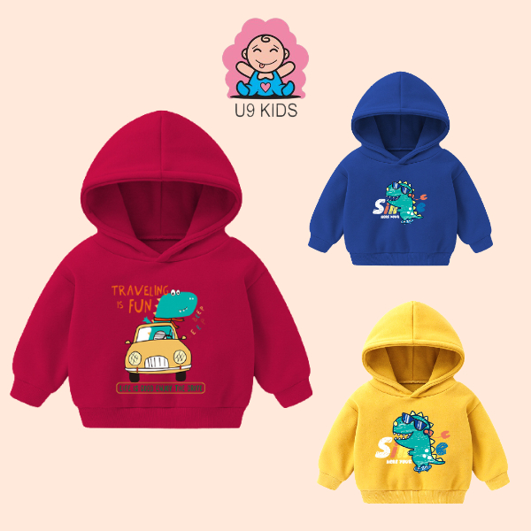 Áo Khoác Nỉ Hoodie Giữ Nhiệt Cho Bé Trai, Bé Gái; Áo Ấm Dài Tay Có Mũ Cho Bé U9KIDS Từ 13-15kg