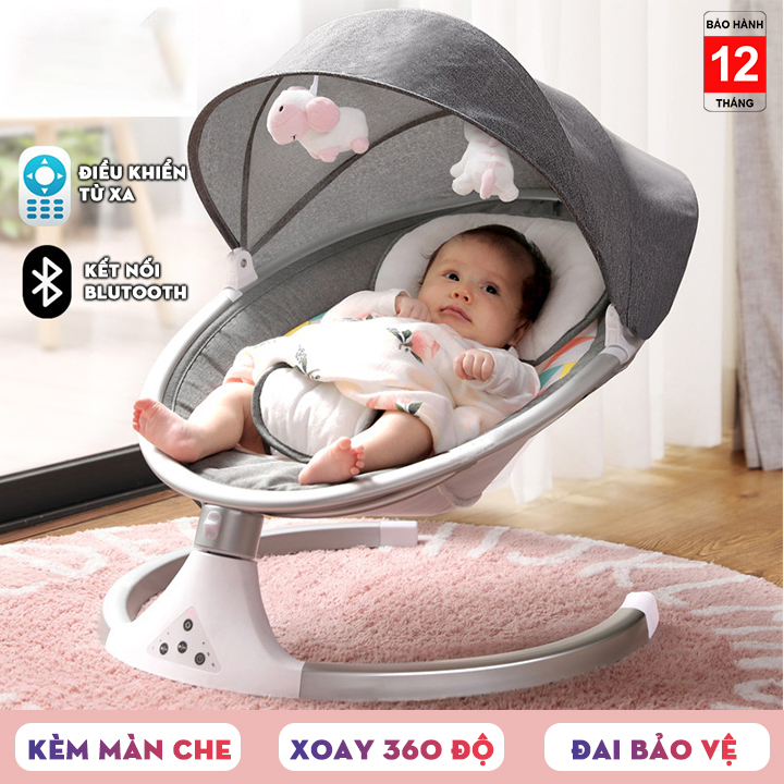 Bảo hành 12 tháng - Nôi điện thông minh cho bé - Nôi rung đa năng - Nôi ru cho bé - Nôi đưa kiêm ghế ngồi - Bảo hành chính hãng