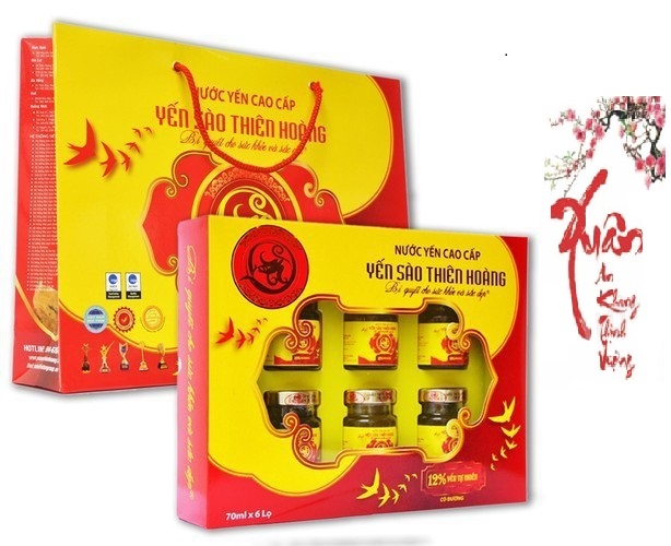 Combo 5 hộp yến sào thiên hoàng 12% yến 6 lọ x 70ml kèm túi giấy
