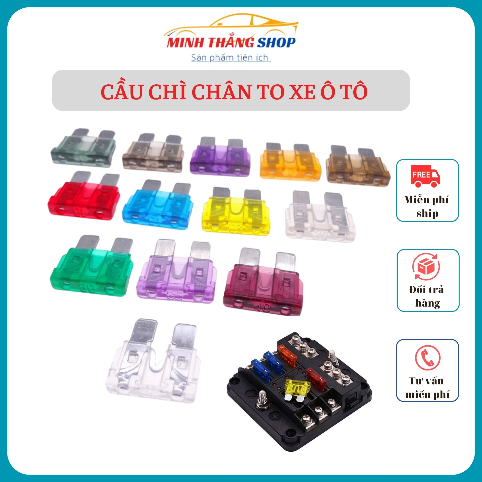 1 Cái cầu chì chân to xe ô tô con, ô tô tải