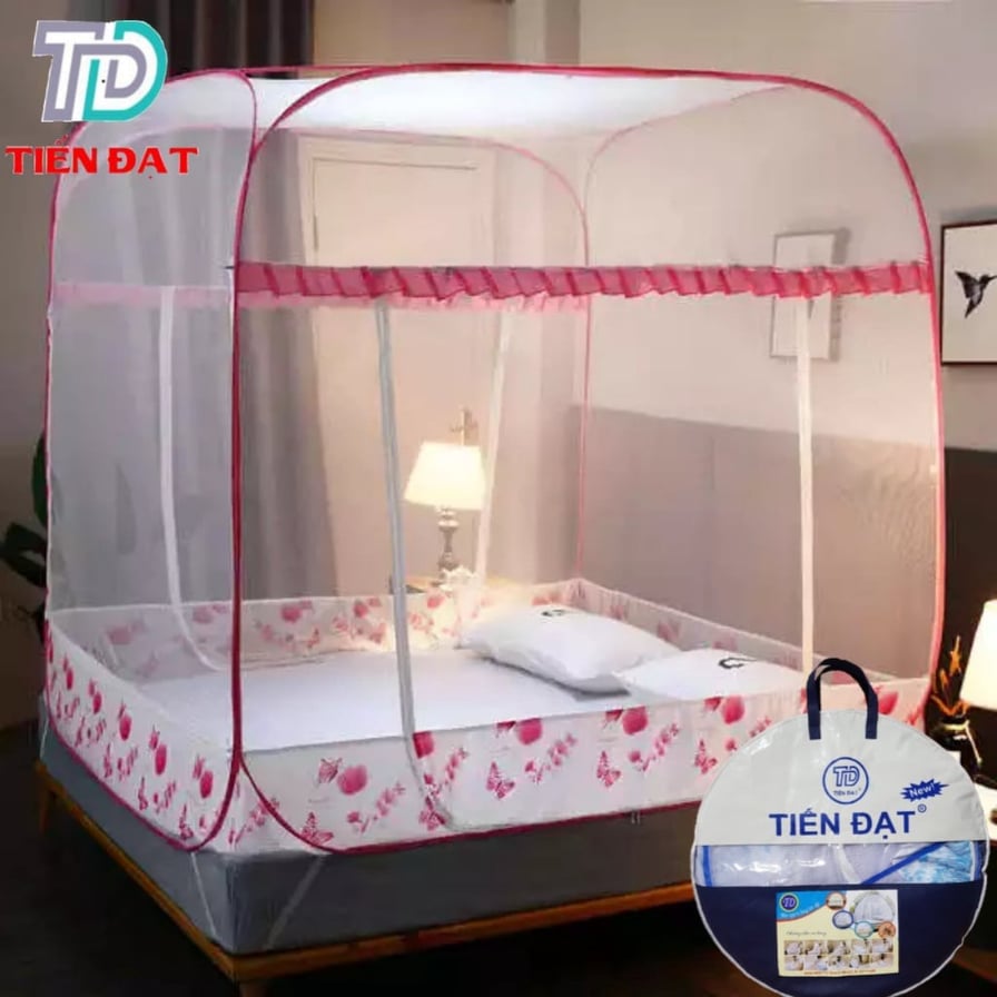 Màn chụp tự bung người lớn gấp gọn,mẫu màn ngủ đỉnh vuông cao cấp-thương hiệu Tiến Đạt-bảo hành 12 tháng đầy đủ kích thước