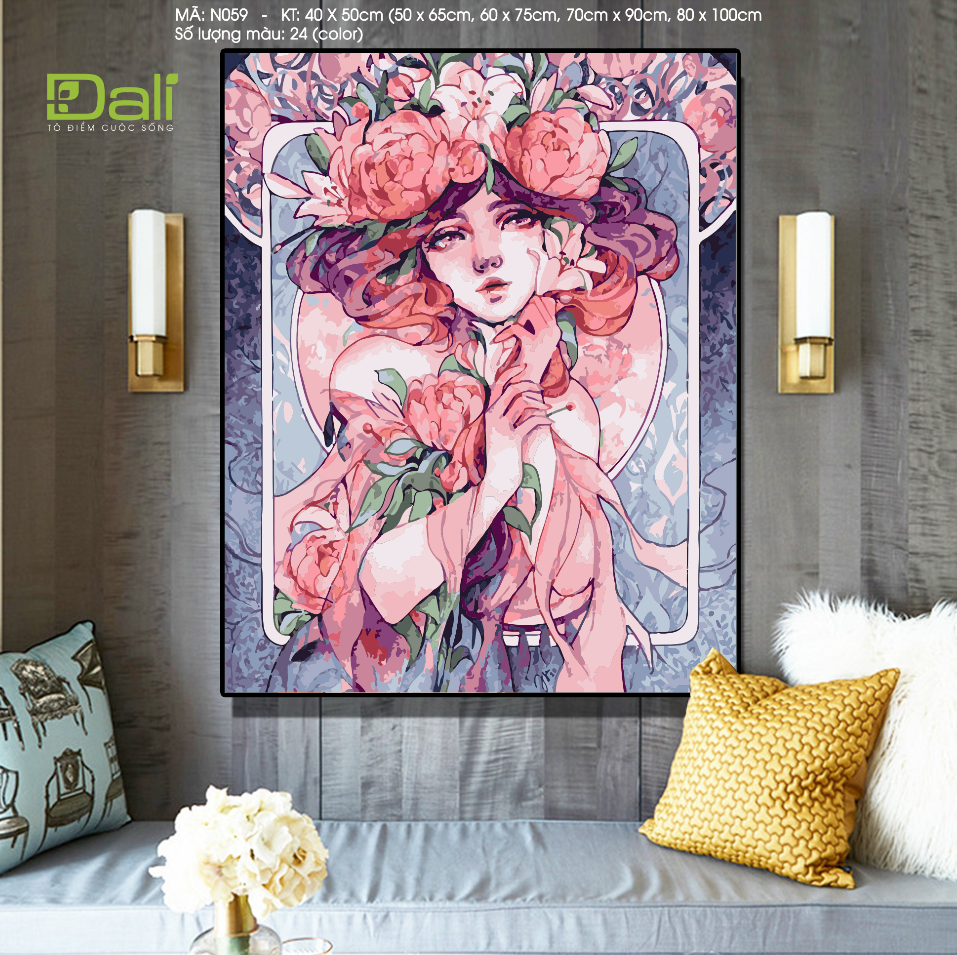 Tranh sơn dầu số hoá tự tô màu DALI Nàng thơ tiên nữ N059
