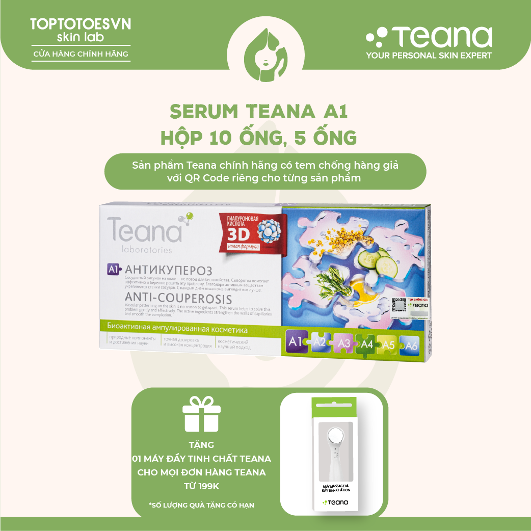 Serum Teana A1 giúp giảm giãn mạch máu giảm mẩn đỏ dị ứng phục hồi da mỏng tổn thương