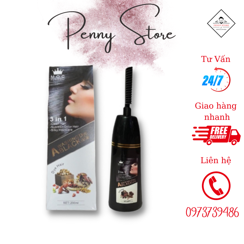 Dầu gội phủ bạc m.o.c dầu gội phủ bạc đen tóc, giúp ngăn chặn tóc bạc sớm chai 200ml