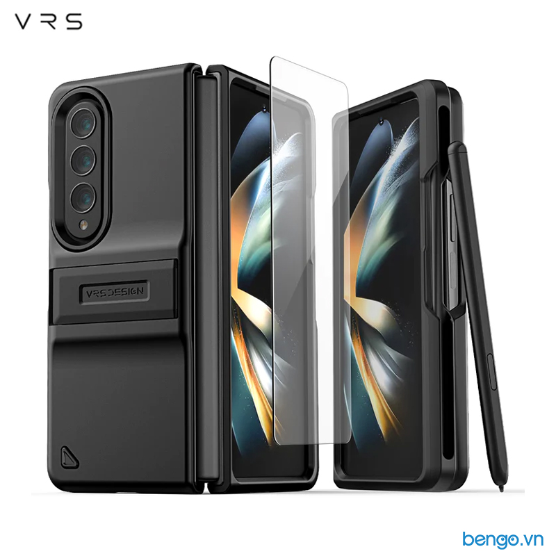 Ốp lưng samsung galaxy z fold 4 5g vrs design quick stand modern pro - đen