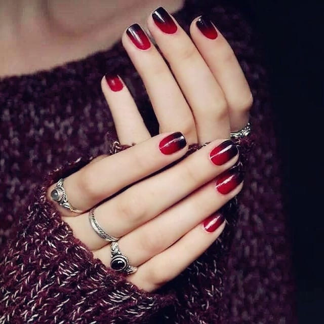 Bộ 24 Móng Tay Giả Đỏ Ombre Thời Trang (kèm Dũa,Keo Dán )
