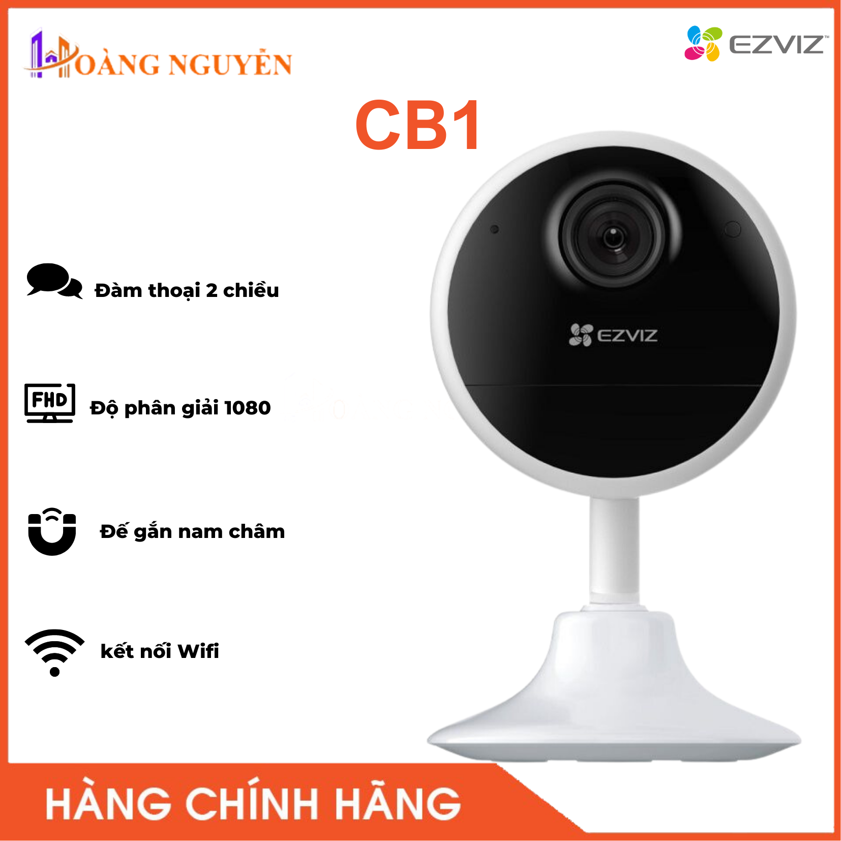 Camera wifi mini cb1 ezviz dùng pin sạc không dây thông minh - đế găn nam châm, đàm thoại 2 chiều, độ phân giải 2mp - công nghệ hoàng nguyễn
