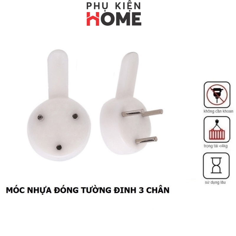 10 Móc Nhựa Đóng Đinh 3 Chân, Móc Treo Đa Năng, Treo Tranh, Ảnh Decor, Treo Đồng Hồ Siêu Chắc Chắn, An Toàn, Tiện Dụng. Phụ Kiện Home 2220 Set10