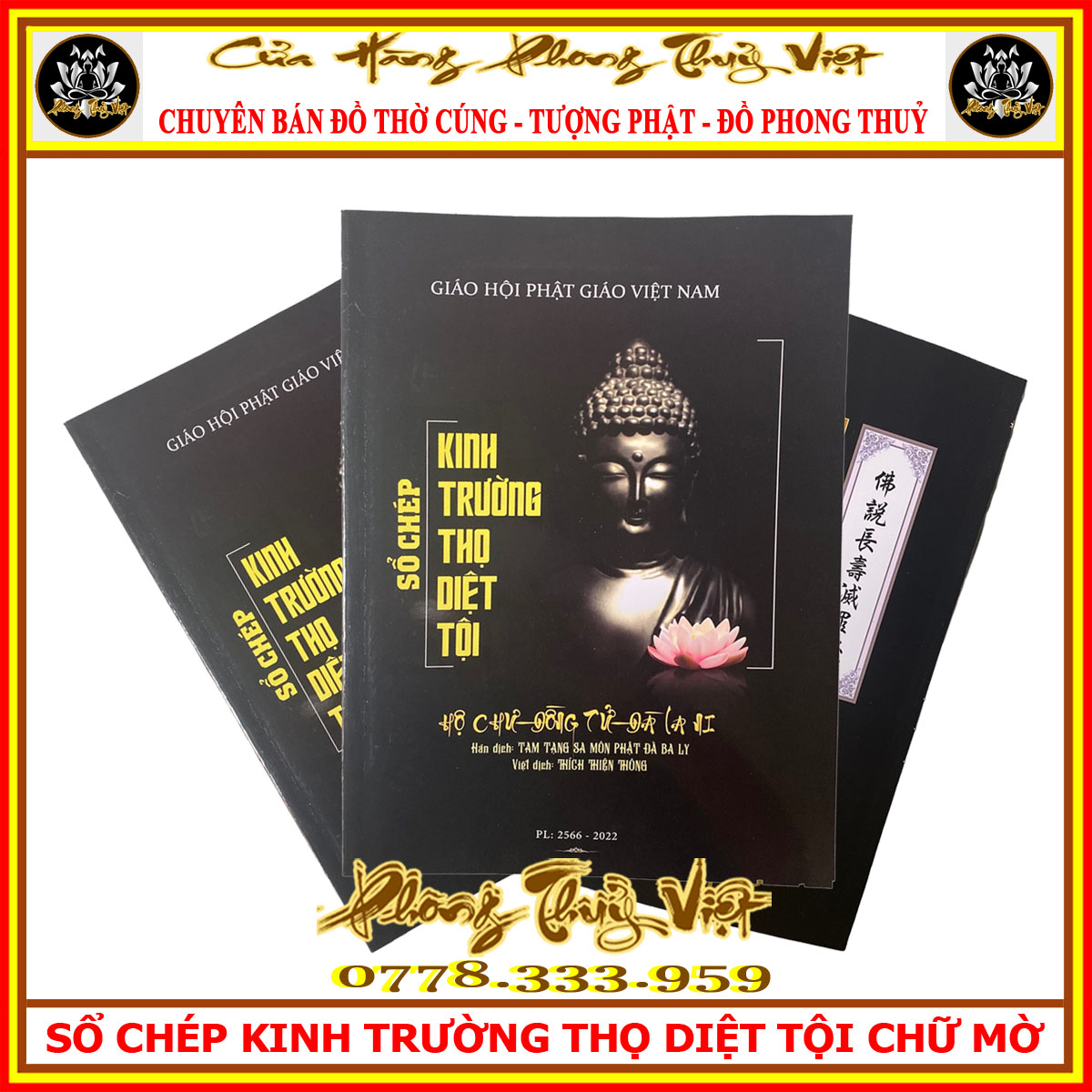 Sổ chép tay chữ MỜ kinh trường thọ diệt tội - Sách - Kinh trường thọ diệt tội