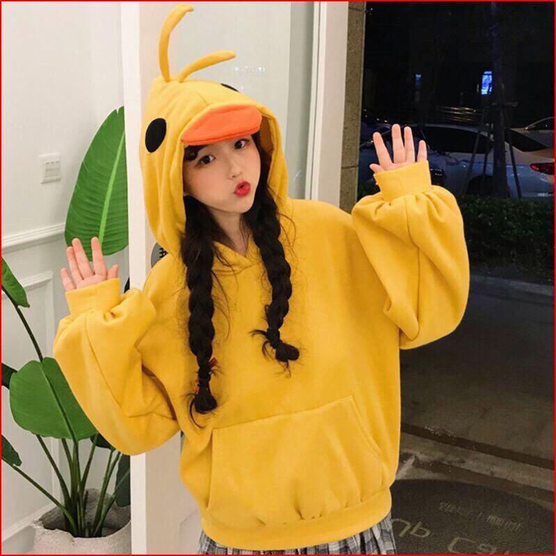 Áo hoodie nữ phối nón vịt siêu cute cho các nàng pu020
