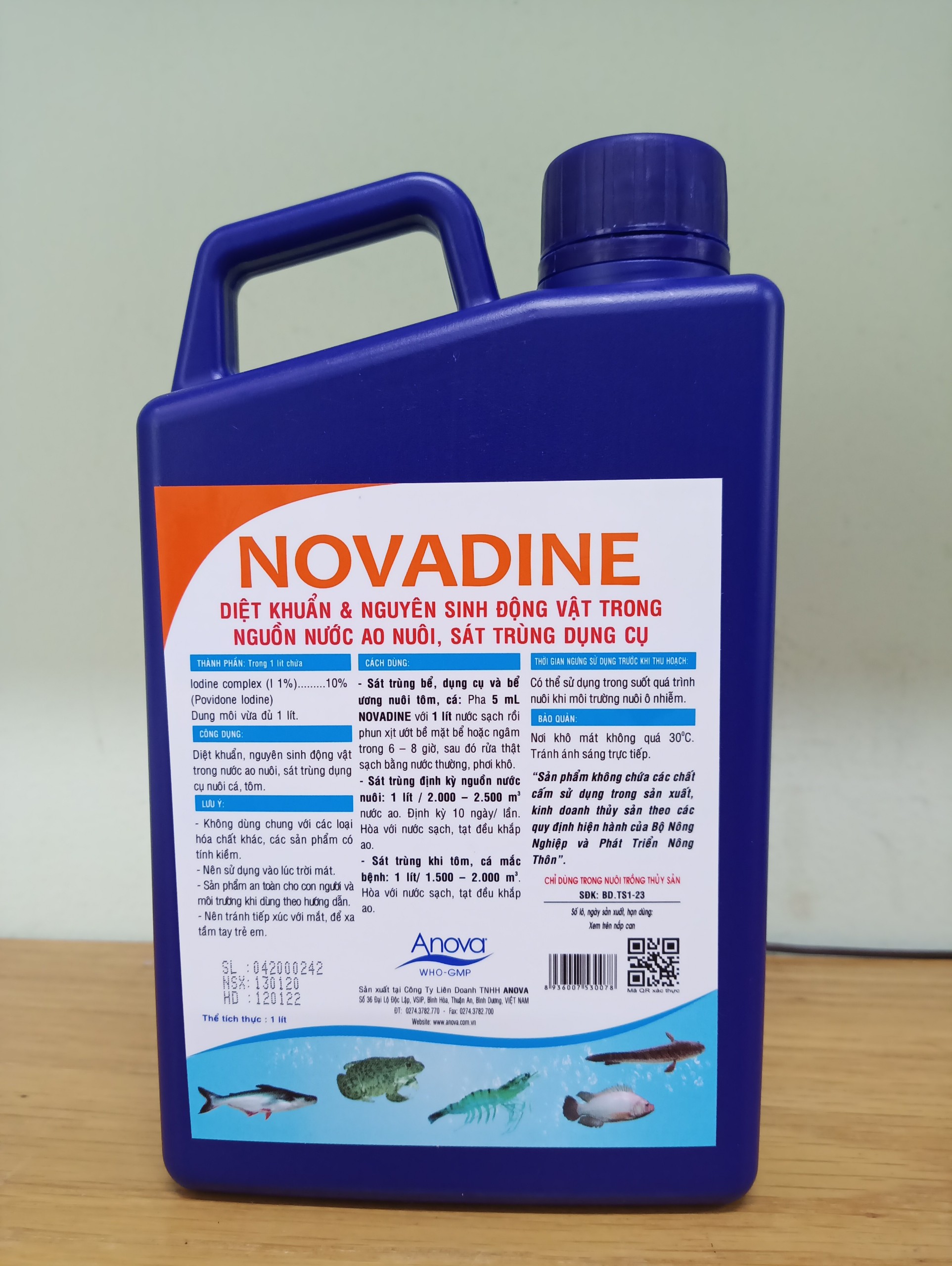 Novadine thuốc sát trùng gốc iod, diệt khuẩn nấm, nguyên sinh động vật trong ao nuôi, sát trùng bể ương, vệ sinh dụng cụ