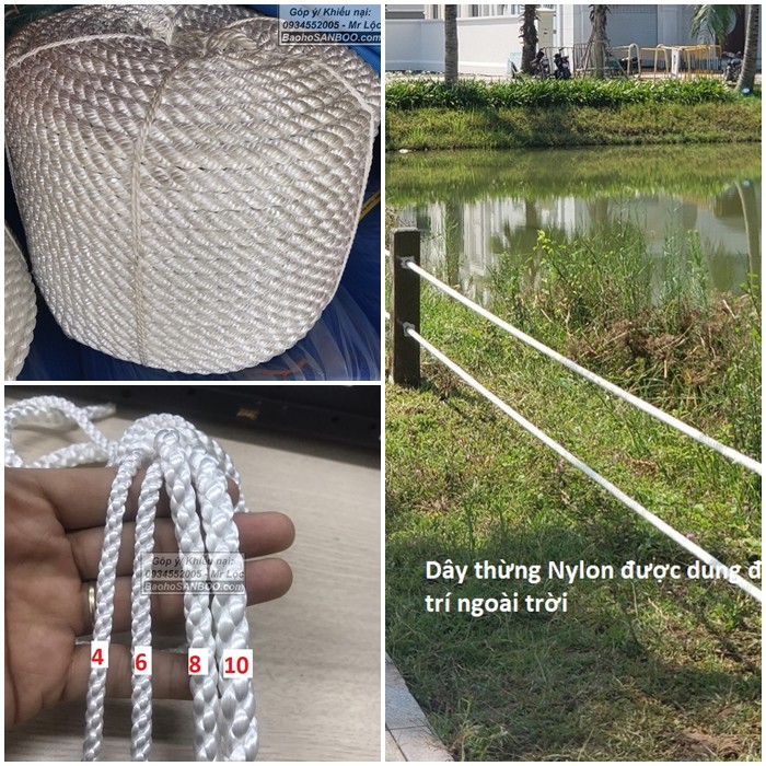 0,5Kg - Dây thừng (dù) nilon - Dùng để đan lưới, chằng buộc, trang trí nhà cửa sân vườn. Đường kính sợi 2mm tới 18mm