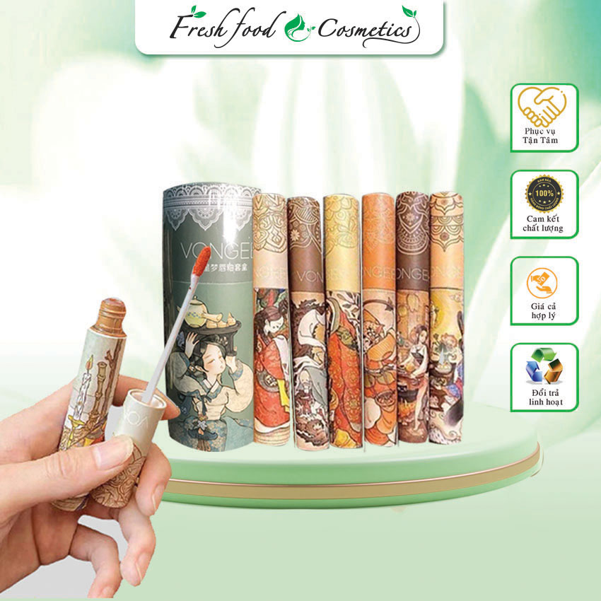 Son môi siêu lì VONGEE phiên bản CỔ TRANG chất son mềm mịn lên màu đẹp không khô môi - fresh food & cosmetics