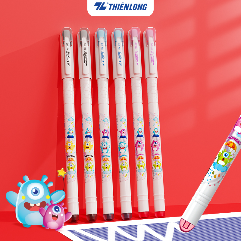 Combo 5 Bút GEL XÓA ĐƯỢC Thiên Long Điểm 10 TP-GELE002 ngòi 0.5mm mực xanh/tím/đen có nắp đậy, mực chất lượng cao không độc hại