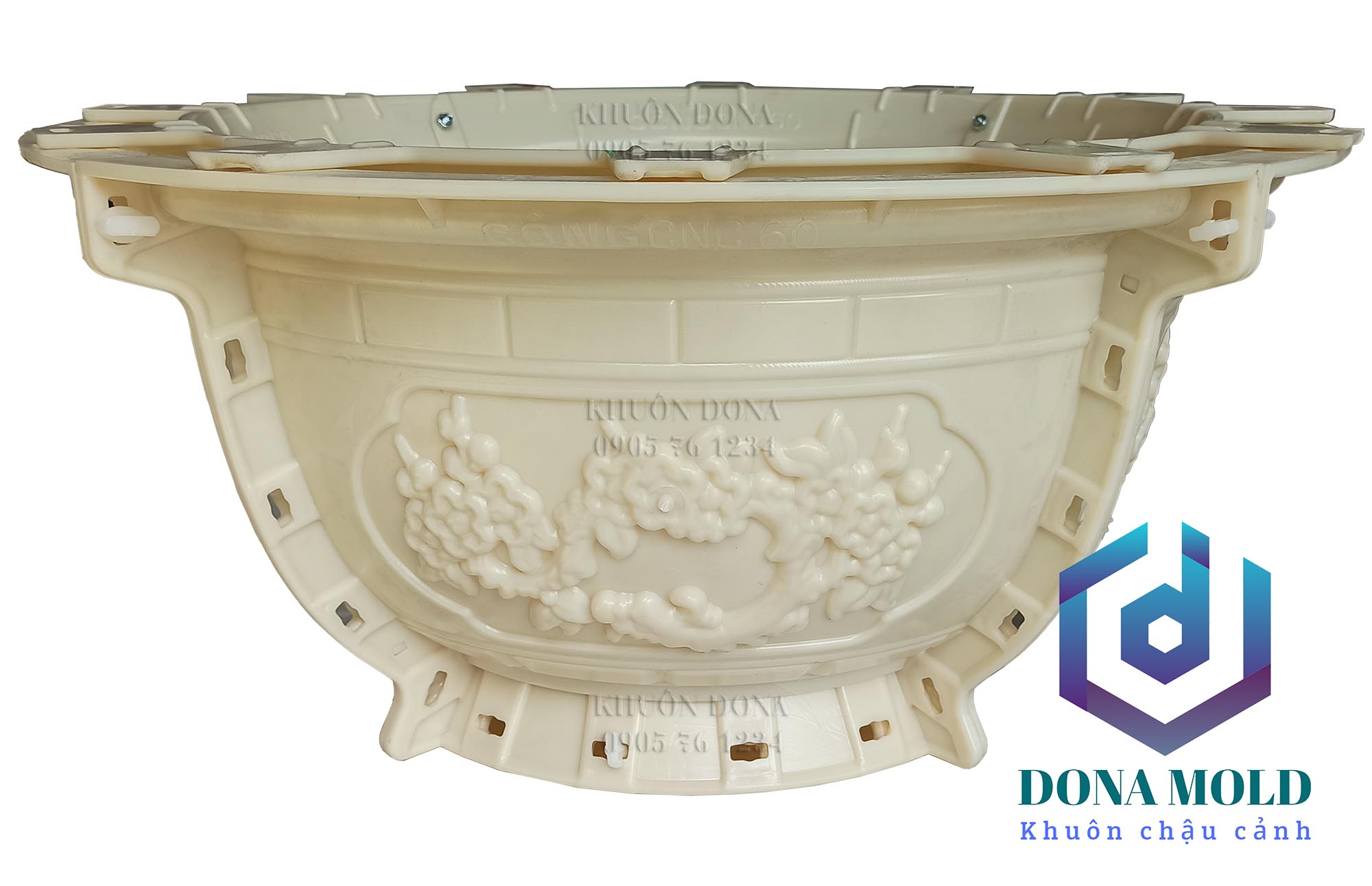 Khuôn Đúc Chậu Tròn 60 cm VN cao 27 cm.( Không đôn) mẫu Mai Rồng, Cúc Rồng, Vạn sự như ý, An khang thịnh vượng.