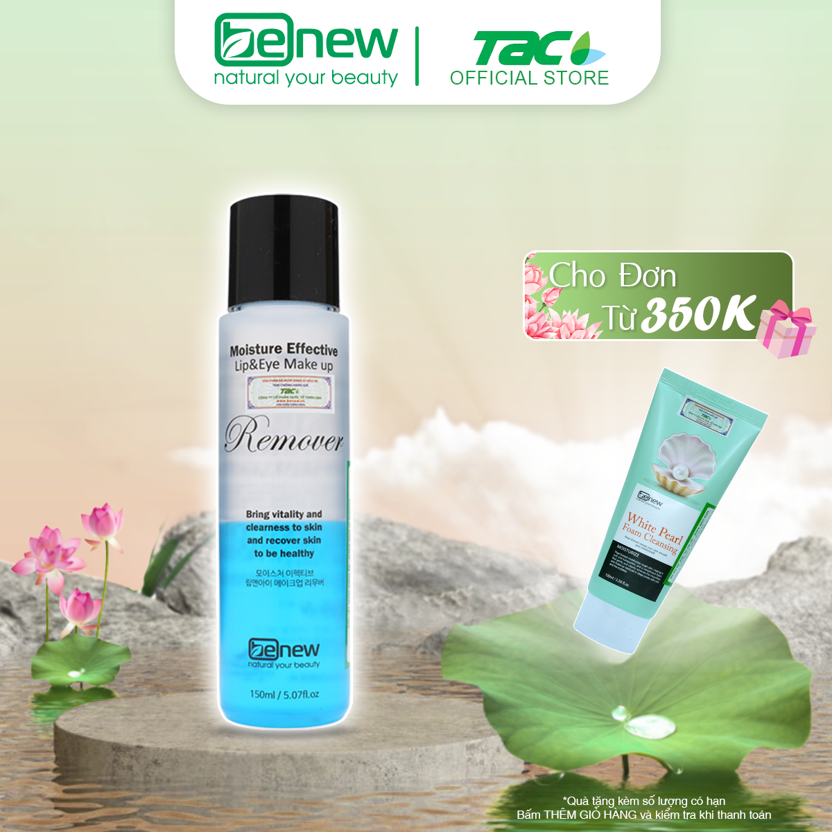 Nước tẩy trang mắt môi dưỡng ẩm benew lip & eye make-up remover 150ml thiên anh cosmetic