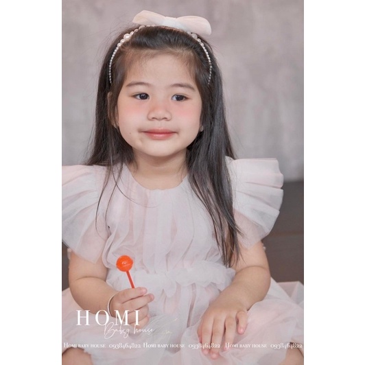 Đầm công chúa homi baby house váy bé gái công chúa bí nude ren bèo tay