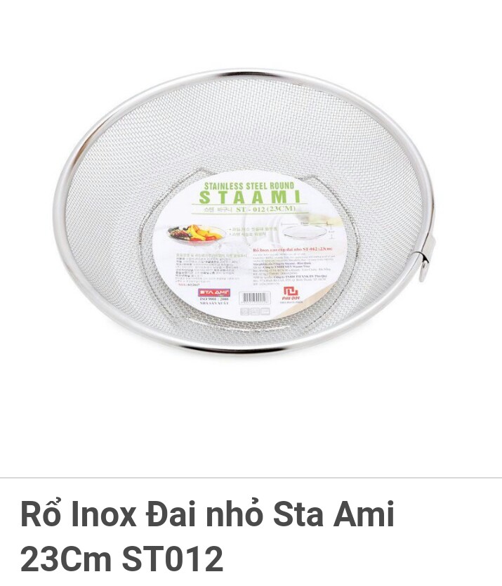 Rổ inox đai nhỏ staami 23cm st012