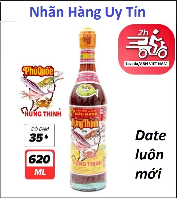 Nước mắm cá cơm siêu hạng hưng thịnh 35 độ 620ml , 40 độ 750ml. date luôn mới
