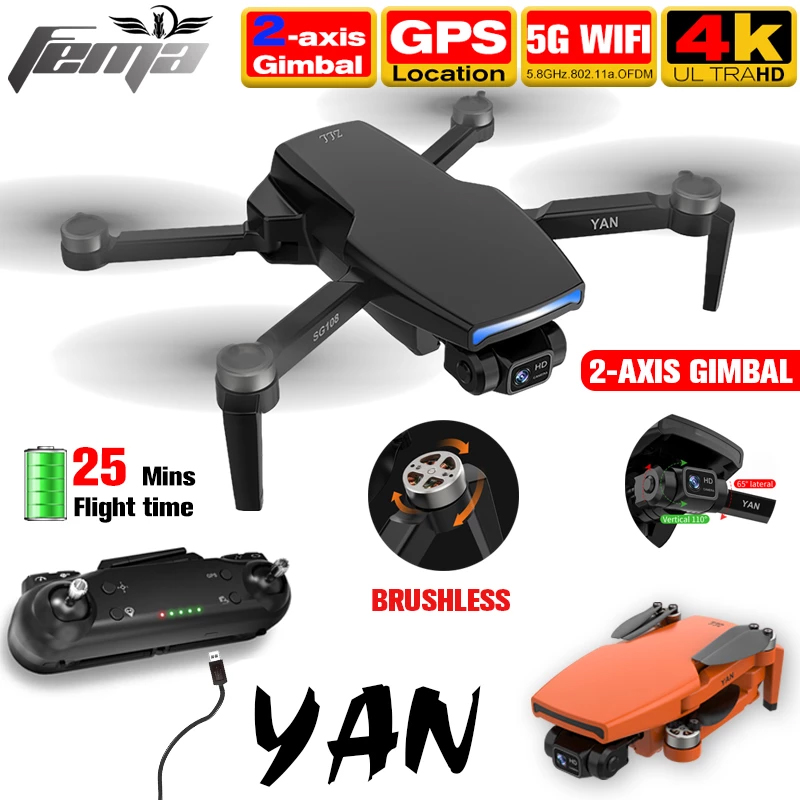    BẢN NÂNG CẤP   Flycam SG108 Pro 2 Trục Gimbal Camera Drone HD 4K 1Km GPS 5G WiFi FPV Động Cơ  Không Chổi Than Thời Gian Bay 25 Phút 