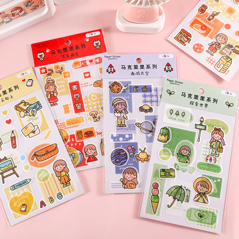 Sticker (hình dán) set 2 tấm DAILY LIFE trang trí sổ, album, nhật ký, lưu bút, góc học tập