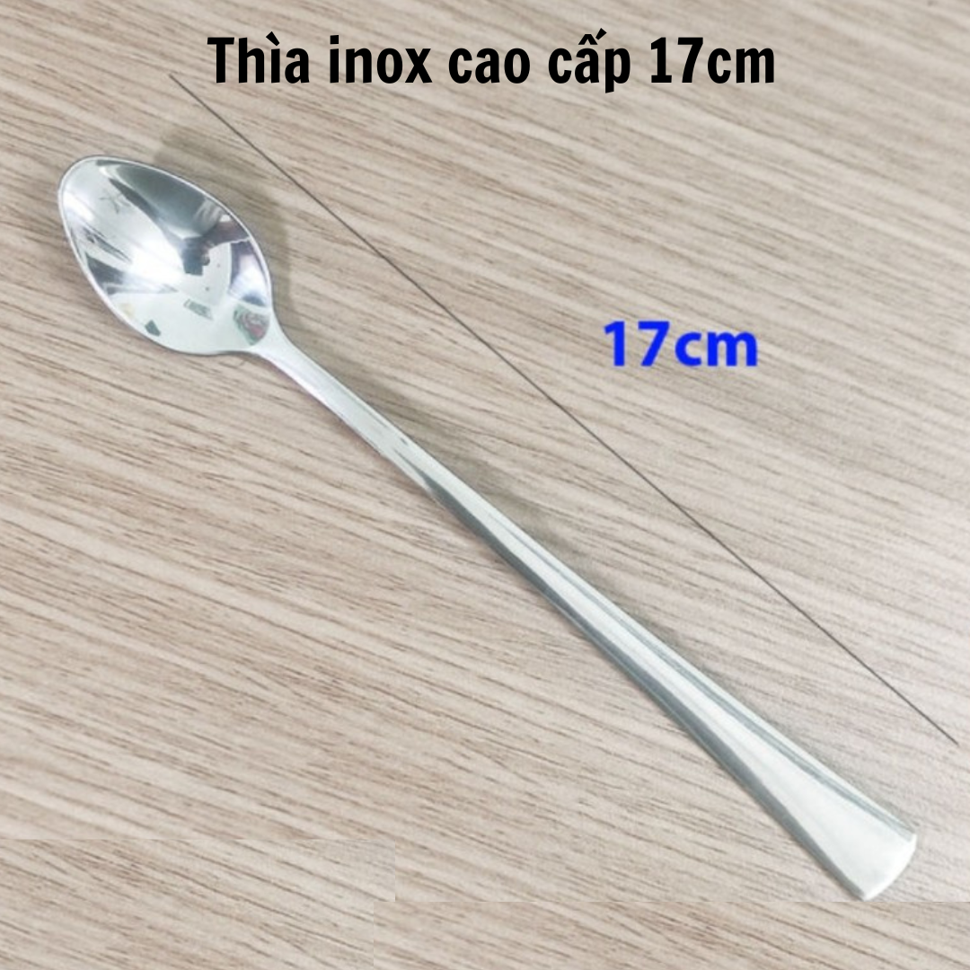 Muỗng, inox 304 cà phê ,sinh tố dài 17cm cán trơn dày sáng bóng, bền đẹp