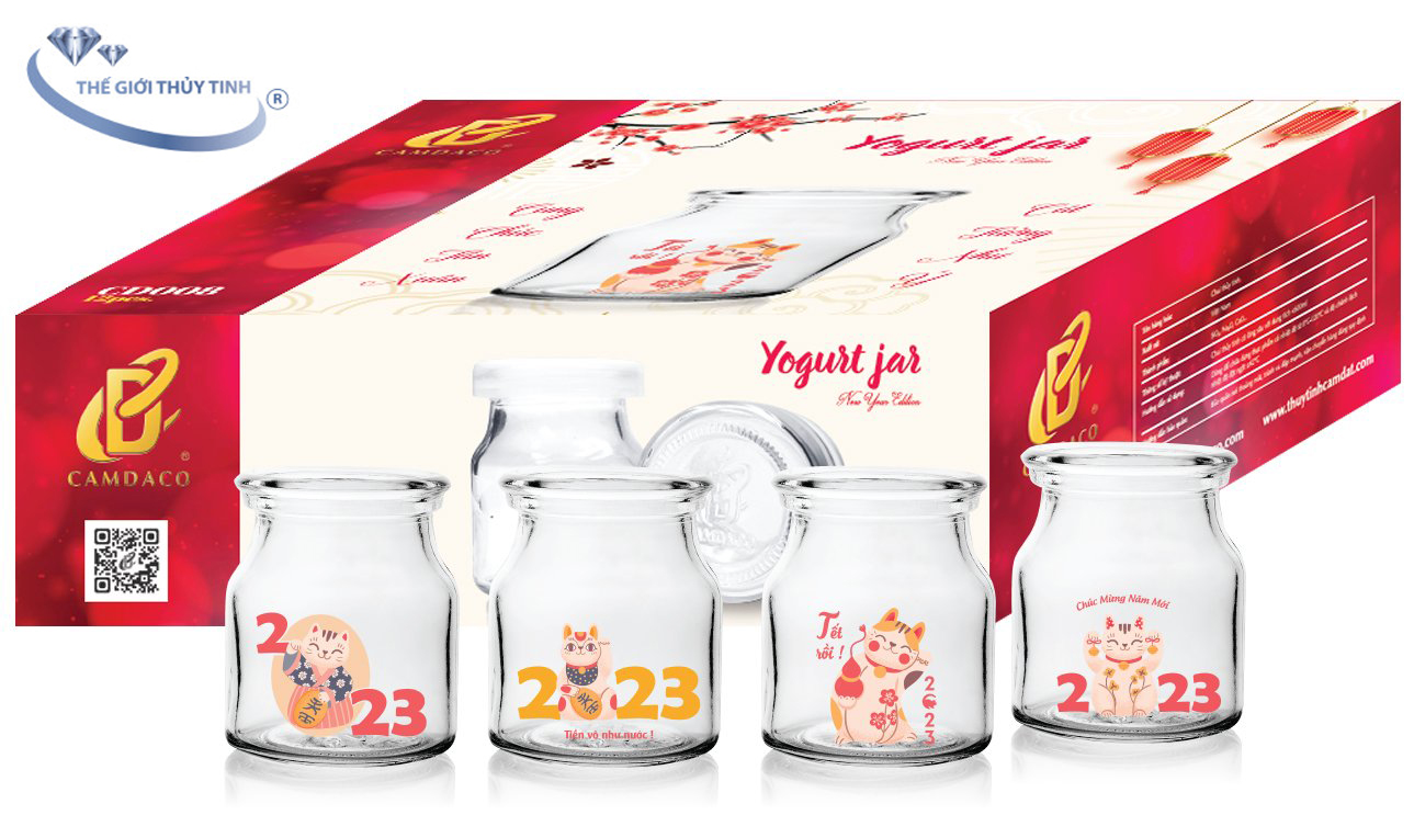 Bộ 12 hũ thủy tinh làm sữa chua cẩm đạt 100ml