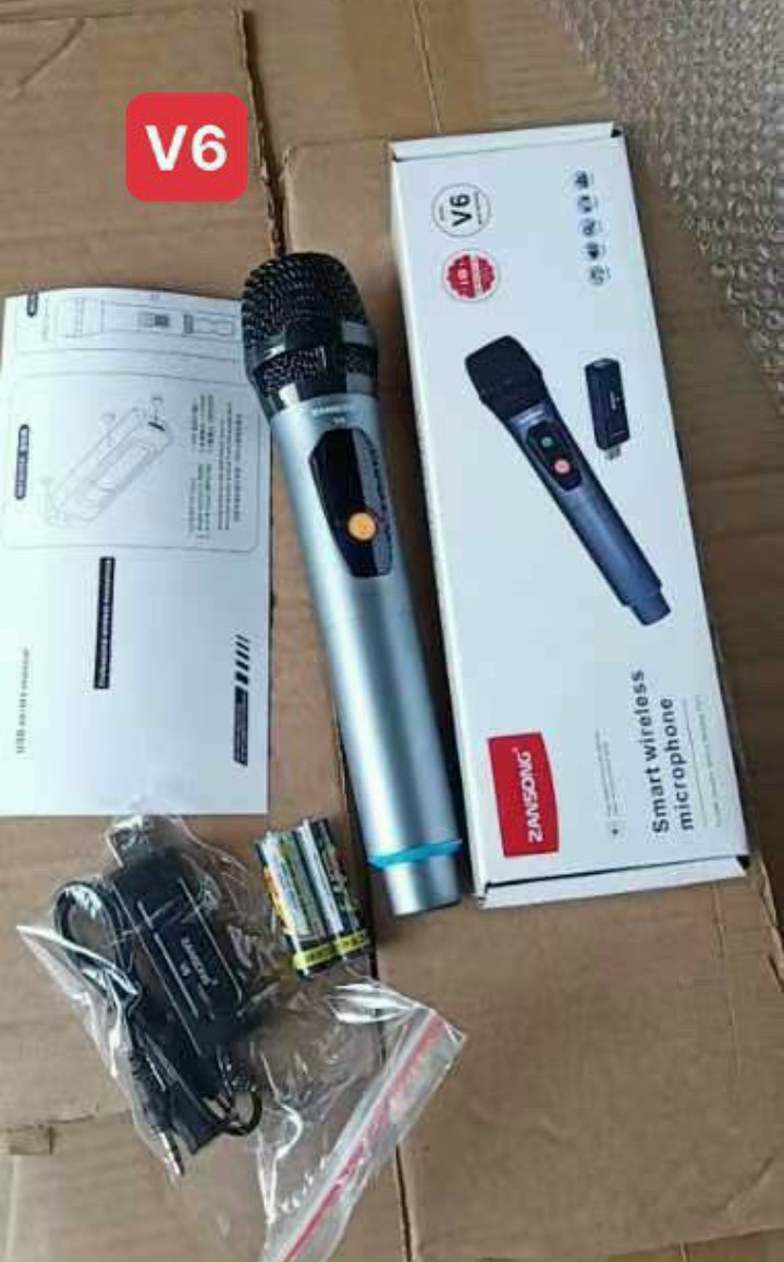 MICRO ĐA NĂNG KHÔNG DÂY V6 - DÙNG CHO CÁC LOẠI LOA KÉO,  LẮP CHO AMPLY, SOUNDCARD