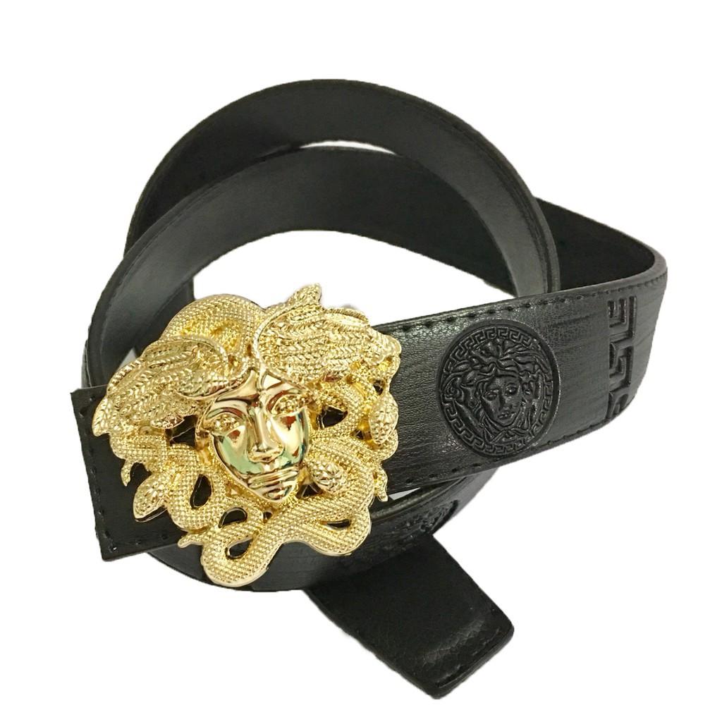 bán sỉ lẻ giày nam dây lưng nam dây lưng mặt chùm rắn dây đen