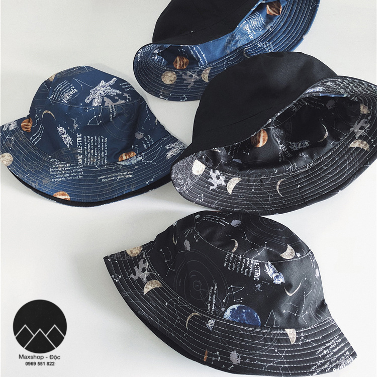 Nón bucket 2 mặt phong cách ulzzang họa tiết Galaxy