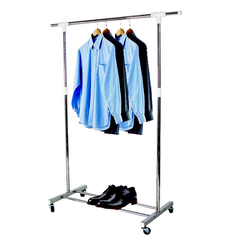 Sào phơi inox đơn Prota để sàn có bánh xe, tháo lắp được, sào phơi đồ inox chân vuông, sào treo quần áo inox